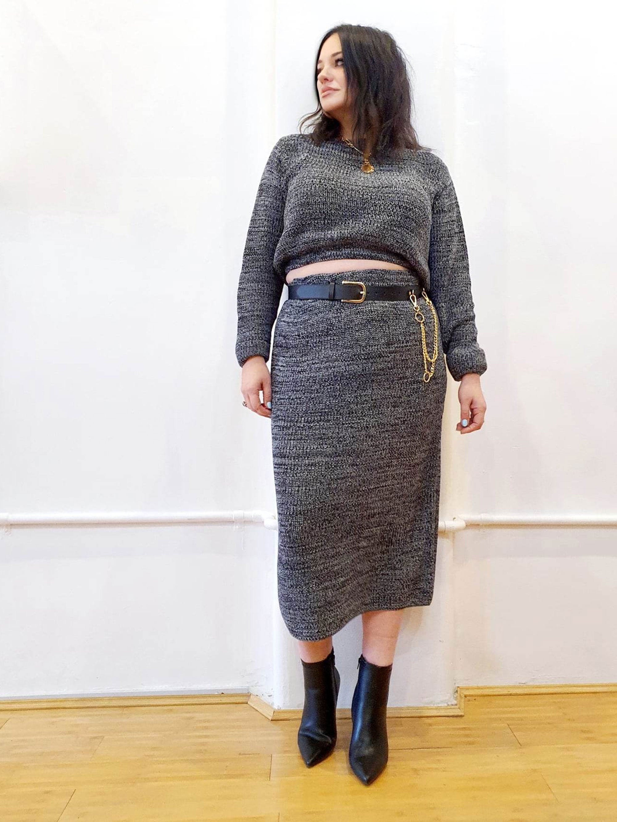 Wool Silk Stretch Pencil Skirt